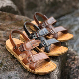 Leather Sandals Summer New Men's Leather Sandals Men's Outdoor Casual Men's Beach Shoes Soft Bottom Non-slip
