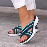 Cross Strap Slippers Platform Open Toe Mixed Color Wedges Female Sandals Summer Outdoor Beach Slipper Women Shoes