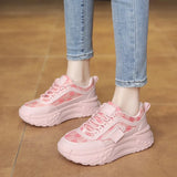 Shoes And Girls 2024 New Spring Breathable Cloth Korean Version Of Korean Version Of Students' Sports Thick Soles And High Running
