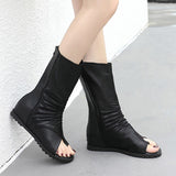 Heel Women's Sandals New Fish Mouth Shoes High Tube Sandals Students Fashion Comfortable Soft-Soled Roman Women's