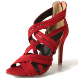 Breakj Sandals Women Sandals Women 2023 Summer Plus Size 40-43 Fine Heel Suede Perennial Shipment