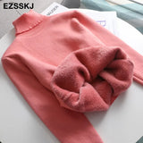 Autumn winter fur basic warm velvet Sweater Pullovers Women female high-neck Fleece sweater thick Turtleneck Knit