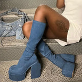 Luxury Brand New Ladies Platform Boots Thick High Heels Women's Boots Party Sexy Block Heel Shoes Woman Platform