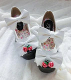 Spring And Autumn Lolita Thick Heel High Heel Doll Shoes Strawberry Bell Sweet Shoes,cosplay Professional