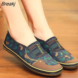 Women Flats Shoes Autumn Retro Female Sneakers Old Beijing Cloth Shoes Mujer Slip-On Breathable Lazy Mom Shoes Zapatillas