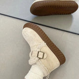 Breakj Travel Must Have Women's Shoes Cotton Shoes Women's Pure Color British Wind Warm Not Stuffy Feet Lovely Wind Comfortable New Snow
