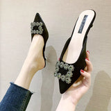 New Orange Pointed Toe Women Bridal Wedding Shoes Rhinestone Crystal Shallow Pumps Stiletto High Heel Sandals Zapatos De