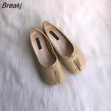 Spring Autumn Women Leather Comfy Flats Soft Bottom Shoes Soild Shallow Toe Split Causal Loafers Ladies Shoes