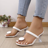 Breakj Size 42 High-Heeled Cool Slippers Women Spring Summer New Slippers Square Fine With Fashion Casual Leather Beach Shoes