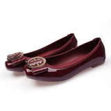 Women Fashion Flats Shoes Square Toe PU Leather Shoes Ballet Flats Women Golden Ballerinas Shoes Girls