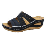 Breakj Summer Cool Slippers Women's Slope And Fish Mouth Loose Cake Bottom Large Multi-Color Embroidered Women's Cool