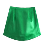 Elegant Satin Mini Skirt Women 2021 Fashion High Waist Skirts Female Casual