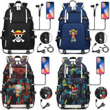 Anime ONE PIECE Schoolbag USB Charge backpack plugged into the headset cord backpack for boys and girl men women travel