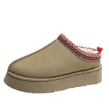 Breakj Lady Sunflower Sole Snow Boots Bao Head Half Slippers Loose Cake Thick Bottom Warm Cotton