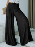 ZANZEA Women's Wide Leg Pants 2022 Summer Pleated Patchwork High Waist Pants Casual Solid Loose Long Pants Lady Oversized Pant