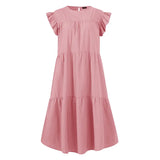 Summer Dress Plus Size Women VONDA 2022 Bohemian Sundress Casual Crew Neck Loose Cotton Ruffled Dresses Holiday Party