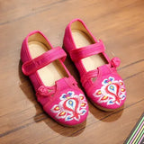 Breakj Shoe Box Girls Embroidered Cloth Shoes, Flat Single Shoes, Children's