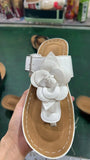 Breakj Size 2023 Spring And Summer New Flower Belt Buckle Slippers Female Casual Wedge Sandal T Word Slippers
