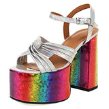 Big Size 43 Female Colorful Buckle High Heel Peep Toe Platform women's Sandals Luxury Fashion Party Summer