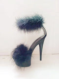 Breakj Model High Heels With Sexy Black Waterproof Platform Hate Day High With Fur Sandals Female