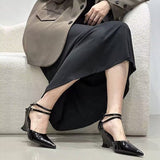 Spring / Summer Runway Show New Wedge Pointed Red High-Heeled Shoes Female Patent Leather Sexy Baotou Personality Sandals