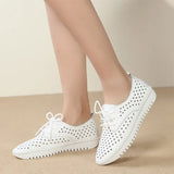 Sneakers 2021 Summer Sandals Soft Soled Ladies Flat Shoes Lace up Hollow out Breathable Casual Female Walking Shoes