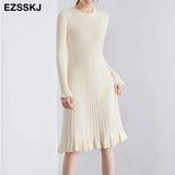 autumn winter thick Mermaid sweater dress elegant knit Trumpet dress women slim midi dress Female chic knit elegant