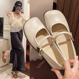 Mary Jane Shoes 2024 New Spring Round Head Low-Heeled Evening Shoes French Dress Single Small Leather