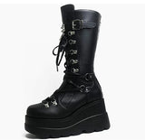 Women Motorcycle Boots Strange Style High Heels Platform Woman Over The Knee High Boots Party Club Platform Boots Platform