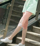 Fitness Leggins Short Leggings Women Summer Lace Floral Female Casual Capris Hollow Out Slim White