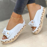 Women Slippers Casual Solid Color Bowknot Platform Slippers Fashion Braided Straps Outdoor Sandals Zapatillas