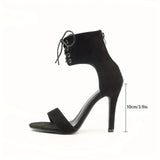 Sexy Open Toe Lace Hollow Cross Sandals for Womens Roman Shoes Side Zipper Thin High Heels Cool New Designer