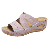 Breakj Thick Bottom Hollow Slippers Female Large Size Round Head Light Casual Foot Pedal Suture