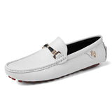 Men Leather Shoes Slip on Driving Flats Men Casual Shoes Mens White Moccasins Soft Sole Lazy Shoes Big Size