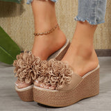 Breakj New Thick-Soled Slippers Women's Shoes Large-Size One-Size-Type Flower Waterproof Table Thick-Soled