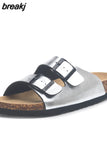 2023 New Summer Beach Cork Slippers Casual Double Buckle Non-slip Clogs Slides Women Slip on Flip Flop
