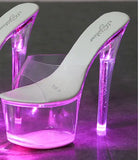 Breakj 34-43 Hate Sky High Nightclub High Shoes Luminous Sandals Women's Shoes Show Pole Dancing Shoes Crystal