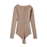 Women Sexy Off Shoulder Knitted Bodysuit 2021 Solid Long Sleeve Bodycon Jumpsuit Streetwear Casual Slash Neck