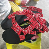 Flat Sandals graffiti Bandana Shoes Summer Outdoor Platform Sandals Open Toe Cute Bow Casual Ladies Beach Shoes