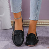 Flat-Soled Single-Shoe Women's 2025 Spring Fashion Belt Buckle Round Head Comfortable Pedaling Casual Bean