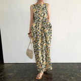 Oversized Casual ZANZEA Loose Vestido Maxi Long Robe Femme 2022 Summer Sleeveless Beach Sundress Bohemian Printed Women