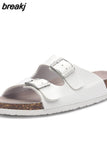 2023 New Summer Beach Cork Slippers Casual Double Buckle Non-slip Clogs Slides Women Slip on Flip Flop