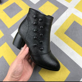 Breakj Fall And Winter New Pointed Side Zipper With Thick Heel Short Tube Large Size Fashion Women's