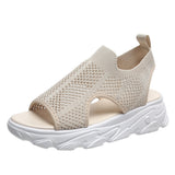 Breakj Weaving Splicing Sports Sandals Women 2025 Summer New Korean Version Of Net Yarn Hollow Women's Shoes Casual Thick-Soled Fish Mouth Women's