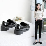 Breakj Shoes British Ins Small Leather Shoes Women Spring Black Flat Web Celebrity Women's