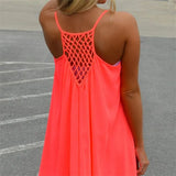 Chiffon Mini Dress Women Summer Beach Sleeveless Fluorescence Female Clothing
