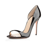 Solid Color Gradient Lacquer Leather Fashion High-Heeled Open-Ended Single Shoes Ebay