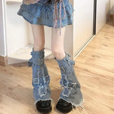 Breakj Leg Set Thin Drawstring Pile Socks Crucifix Design Boots Horn Socks Tide