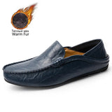 Fashion Leather Men Shoes Casual Breathable Loafers Men Genuine Leather Moccasins Flat Men Shoes Waterproof