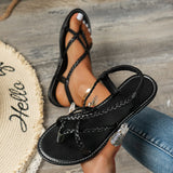 Breakj Summer New Women's Flat-Soled Sandals Large-Size Casual Toe Braided With Flat-Soled